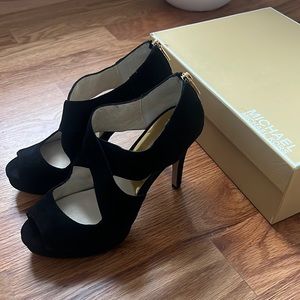 Michael Kors black suede platform heels